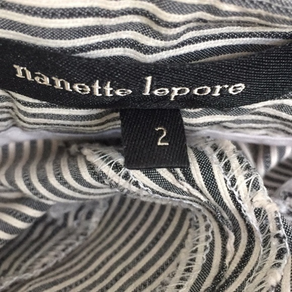 Nanette Lenore pants grey & white striped pants with ribboned detail in size 2 - Picture 6 of 6